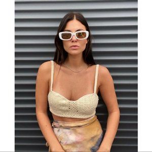 NWT H&M Innovation Colour Story Boho Macrame Bralette sz XS M